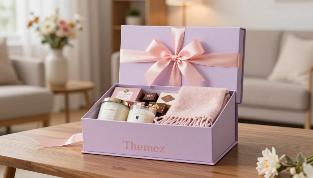 Gift box with assorted items inside