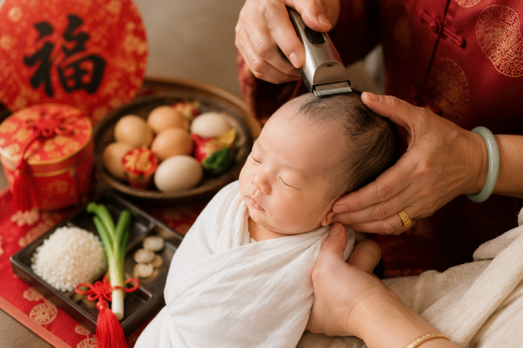 Shaving the baby's hair